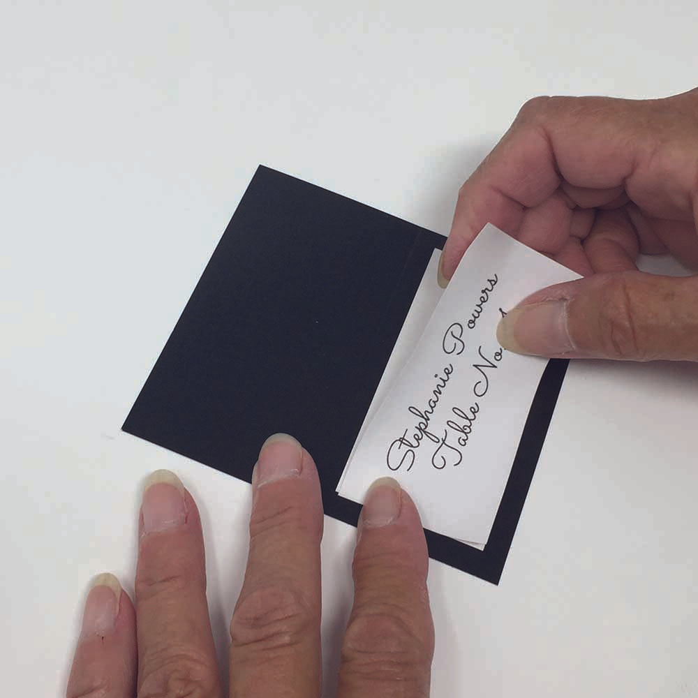 How to apply White Matte label onto place card with border.