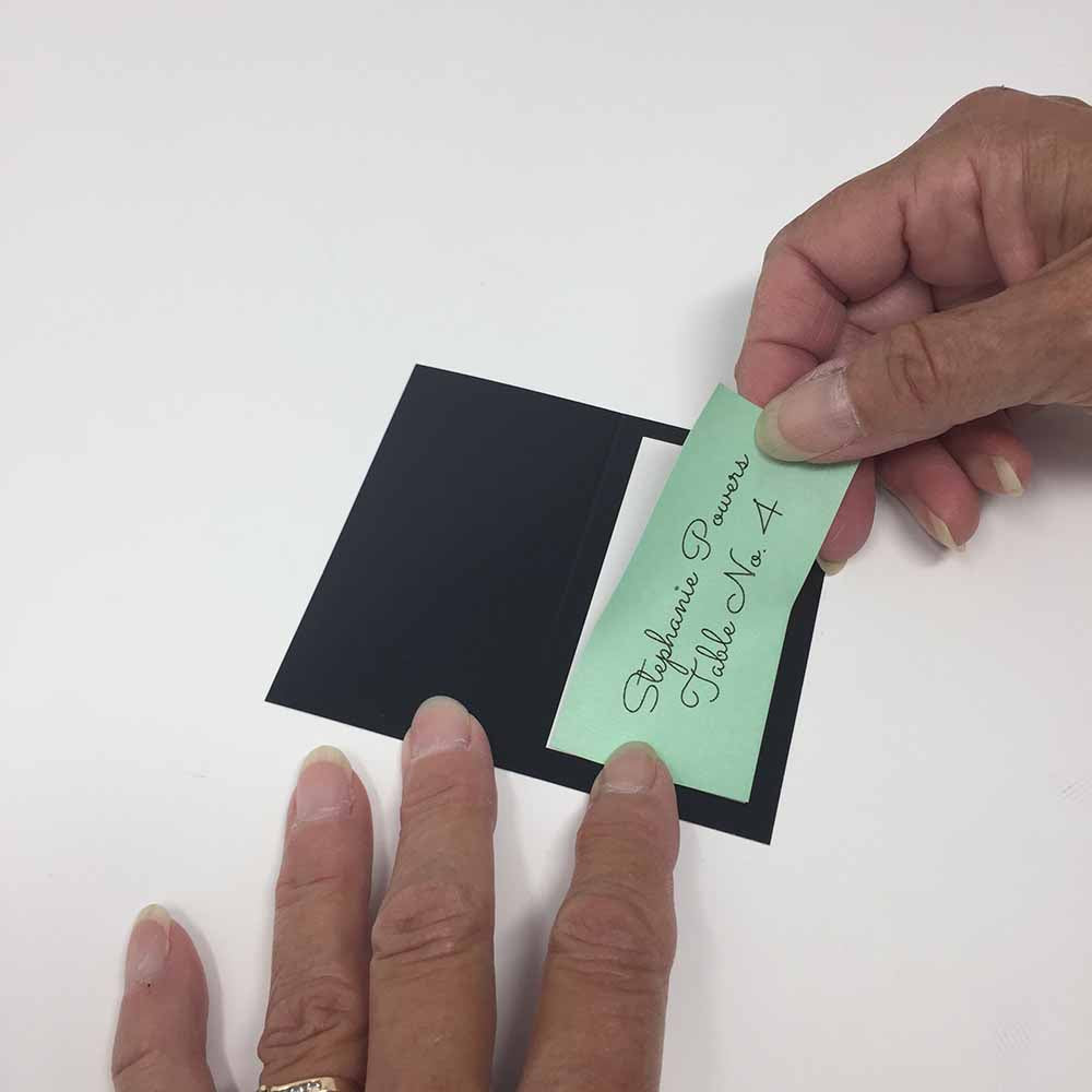 How to apply Pastel Green label onto place card with border.