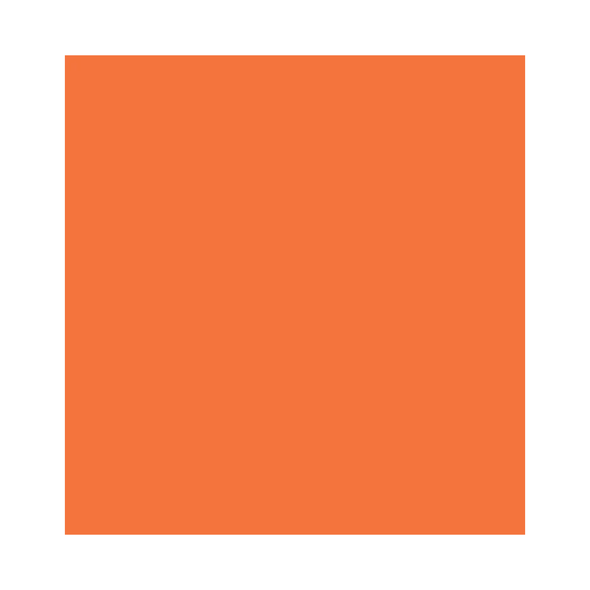 A solid orange 3 x 3 square sticky note pad.