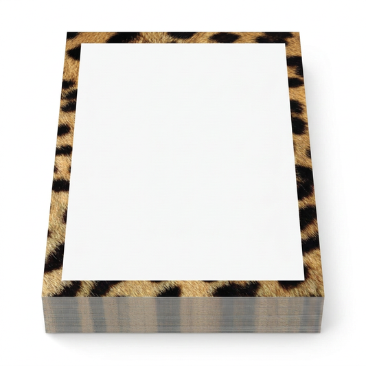 Cheetah print paper stack
