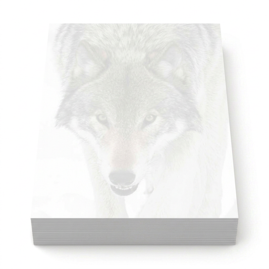 100-sheet stack of faded wolf face paper