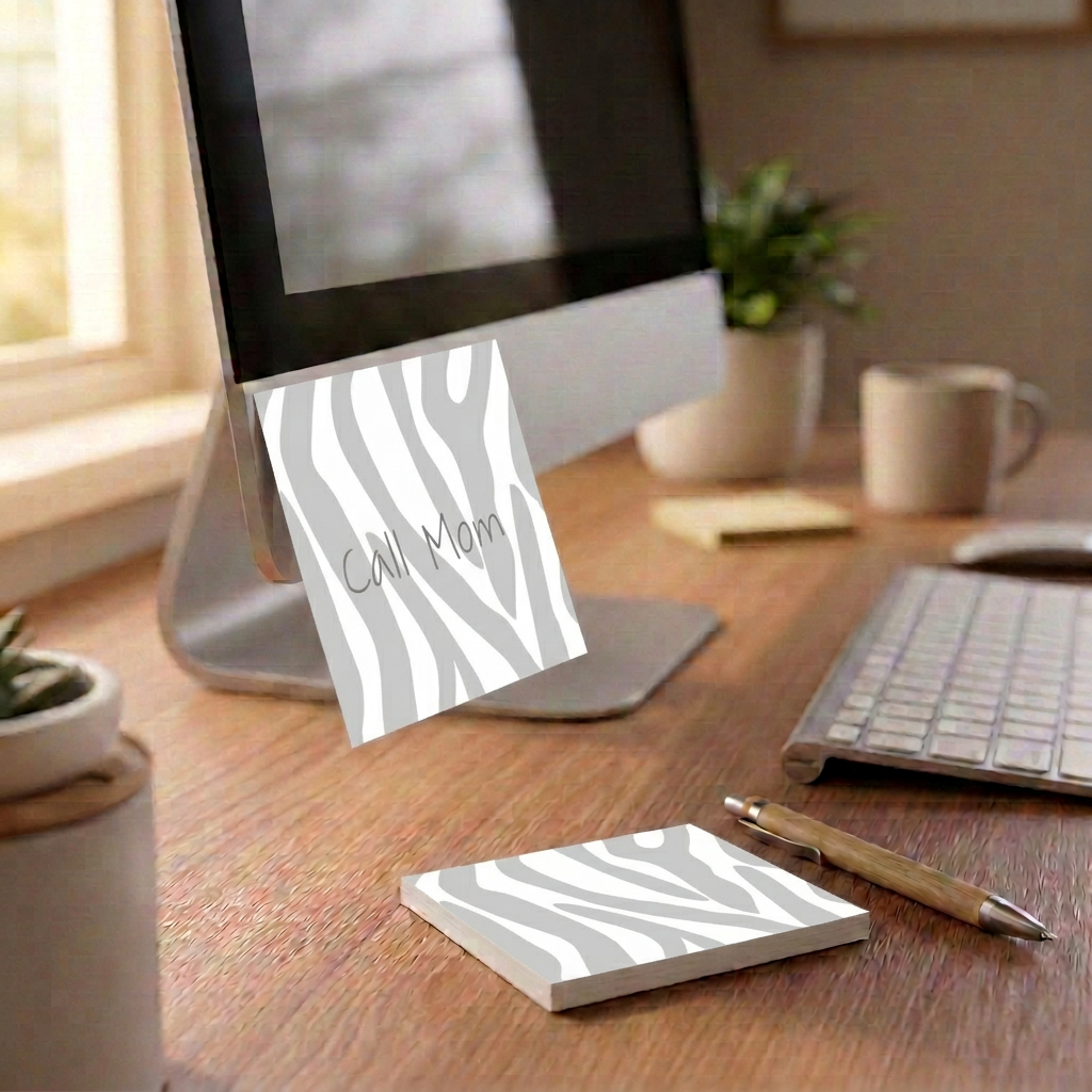 Zebra print sticky note desk reminder