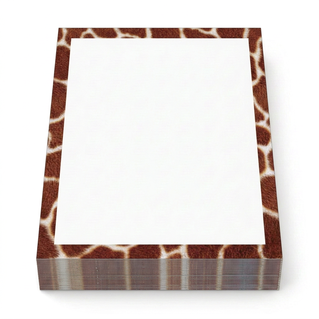 100-sheet stack of giraffe print border paper