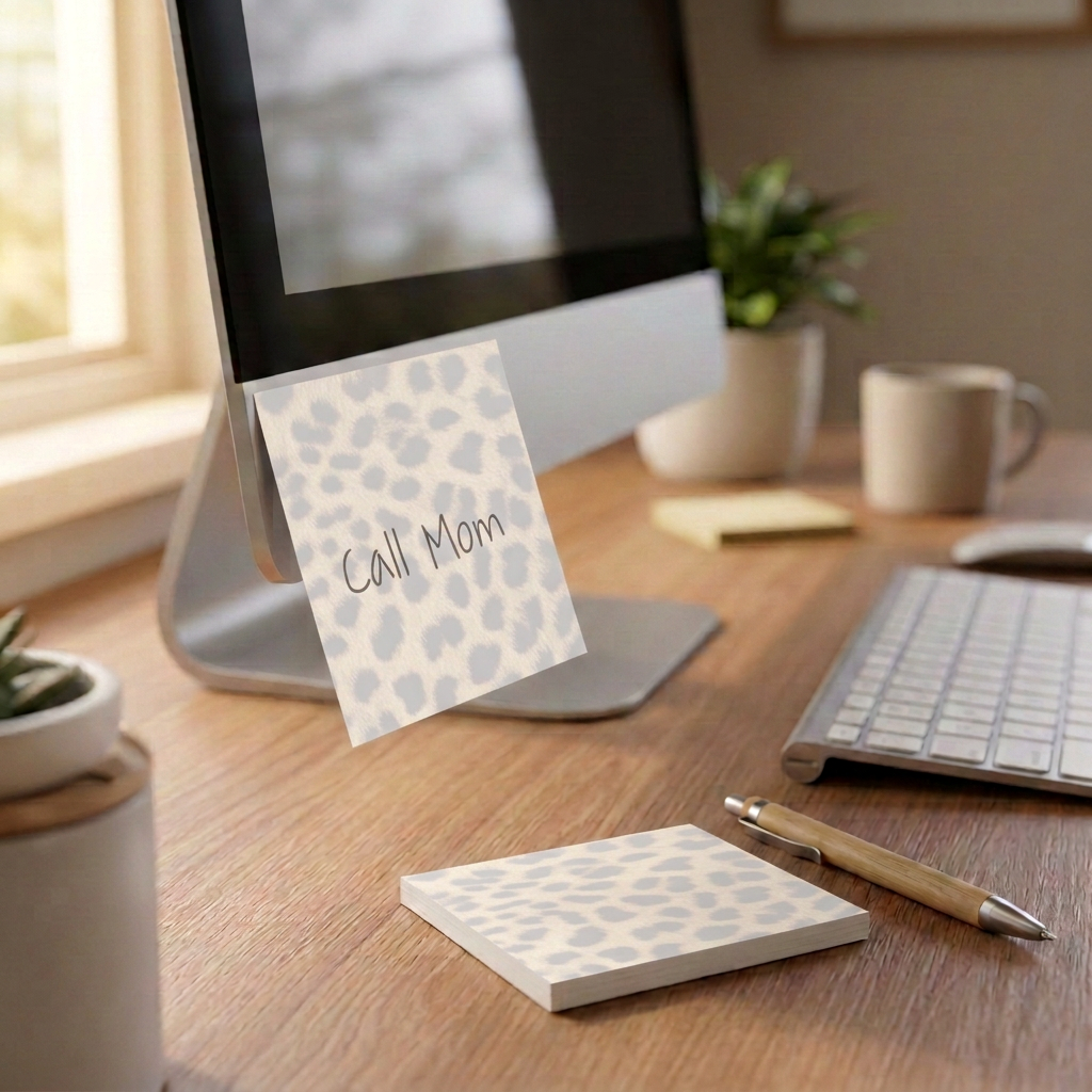 Cheetah print sticky note desk reminder