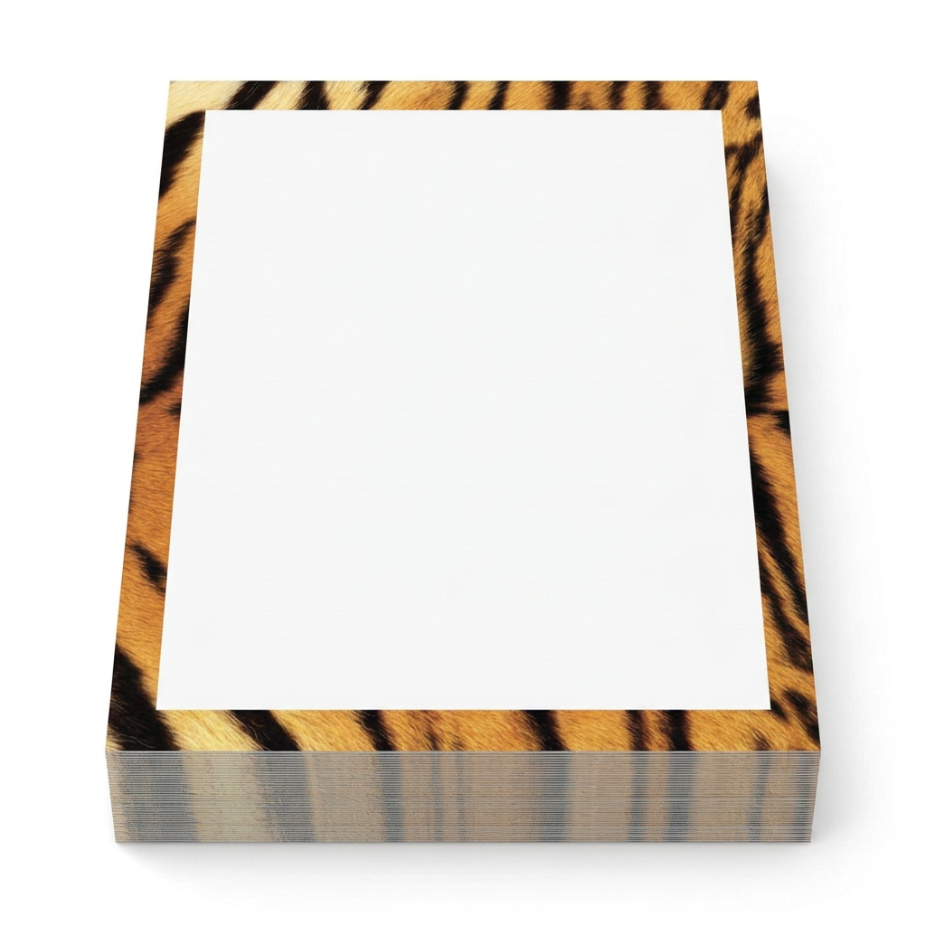 100-sheet stack of tiger print border paper