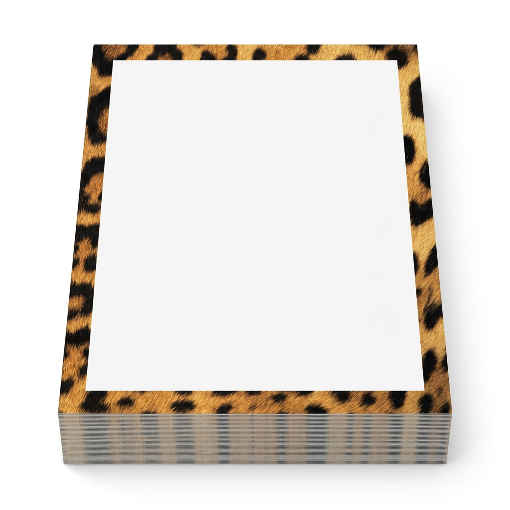 Leopard-border paper shown as a 100-sheet stack