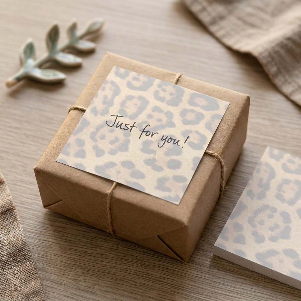 Leopard print sticky note gift message