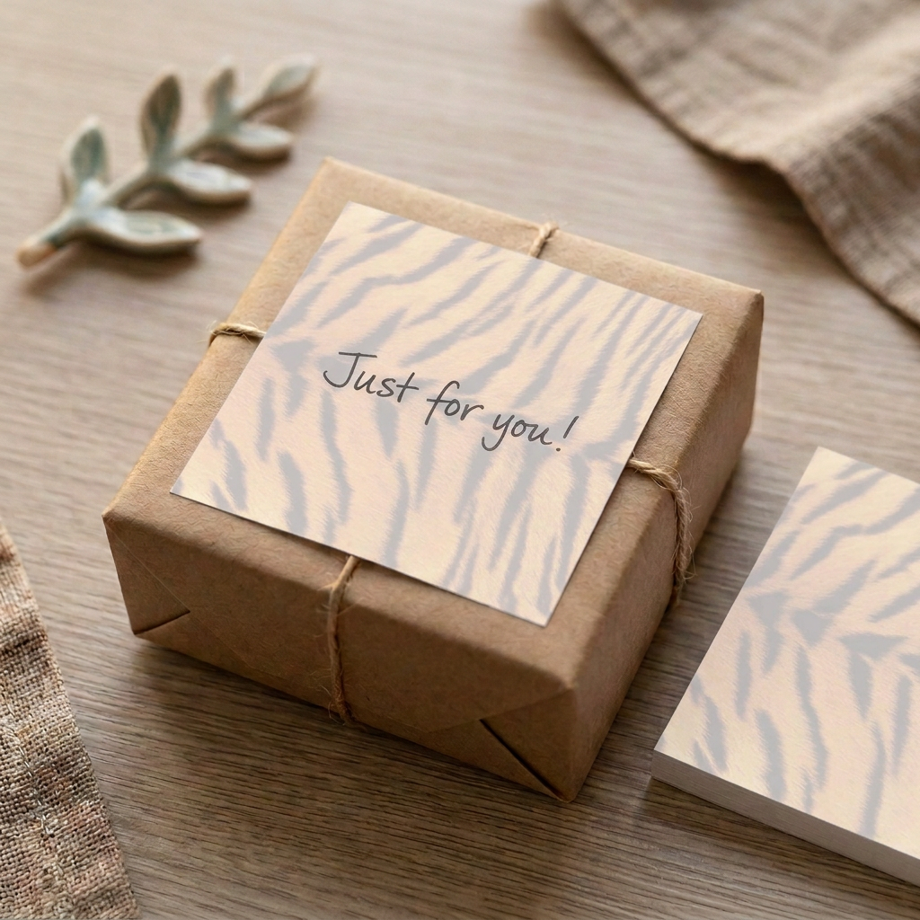 Tiger print sticky note gift message