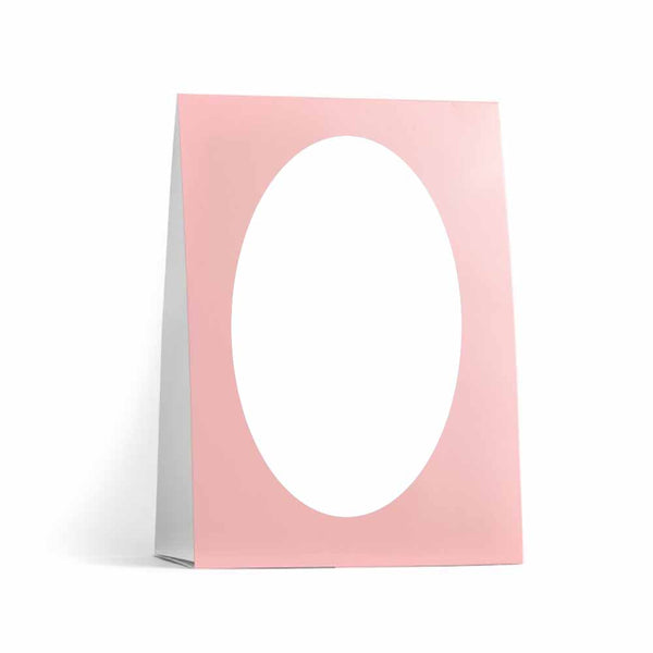 Blush Table Tent Card with White Oval Label