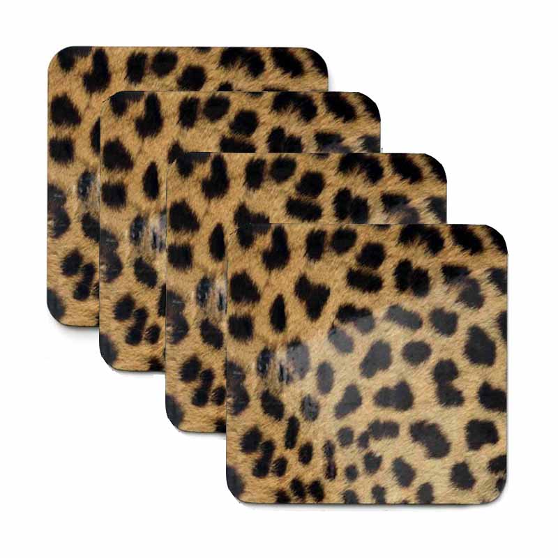 Cheetah Print Coaster Set