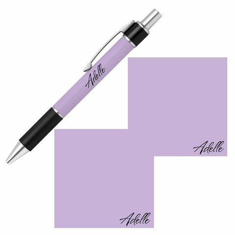 Personalized Name Pen and Sticky Notes Gift Set - Lavender