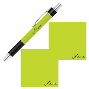 Personalized Name Pen and Sticky Notes Gift Set - Lime