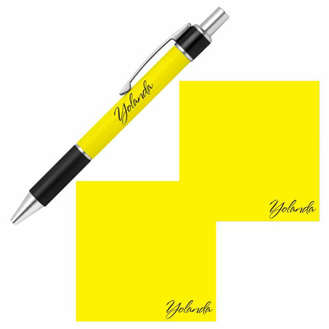 Personalized Name Pen and Sticky Notes Gift Set - Yellow