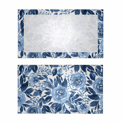 Floral nightingale flat style place cards with shimmer design.