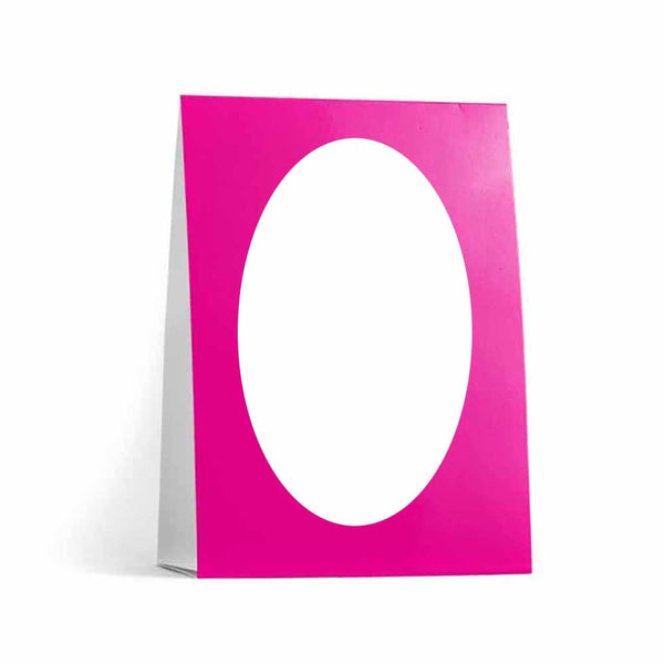 fFuchsia Table Tent Card with Oval White Label