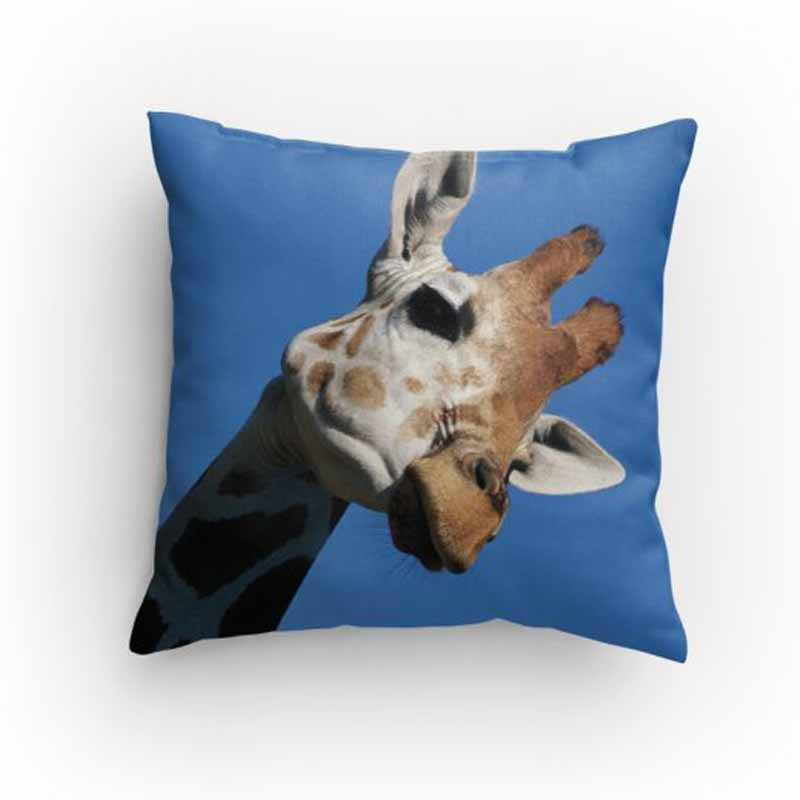 Giraffe on Blue Pillow