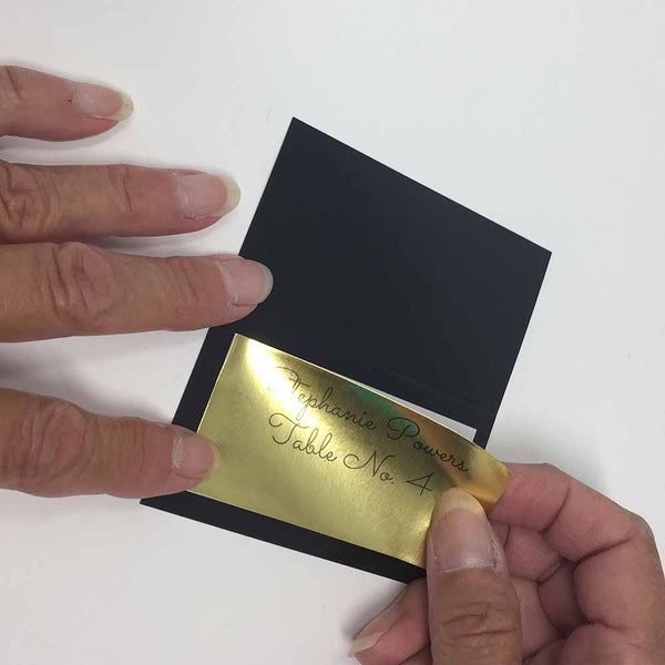 How to apply Gold Foil label onto place card with border.