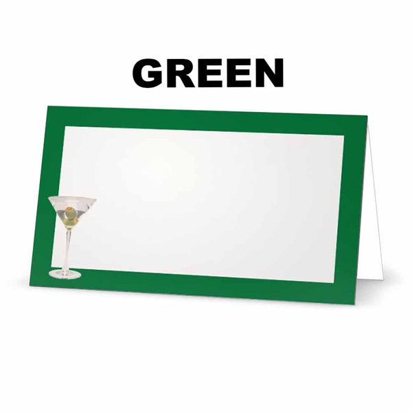 Martini Place Cards  - Tent Style - SELECT COLOR