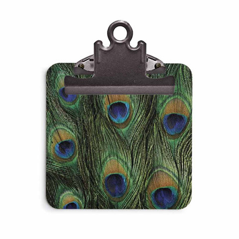 Peacock Print Sticky Note Clipboard