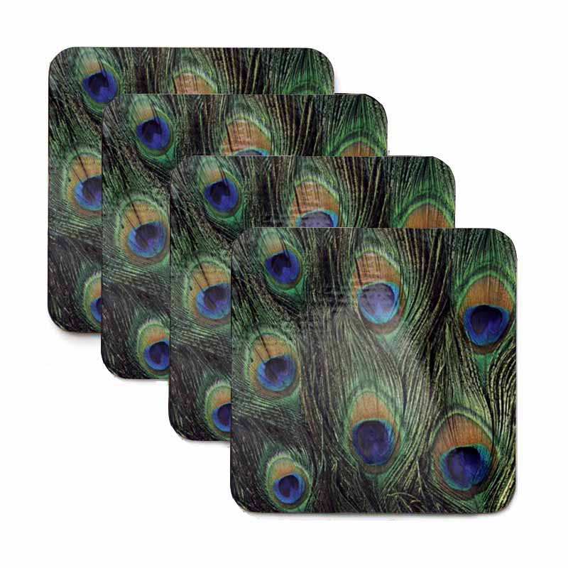 Peacock Print Coaster Set