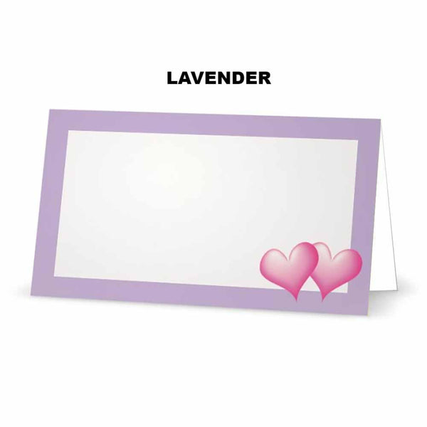 Pink Hearts Place Cards  - Tent Style - SELECT COLOR