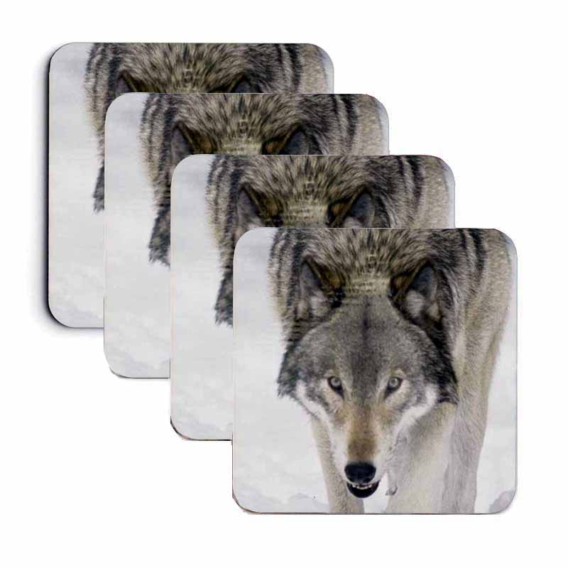 Wolf Face Coaster Set