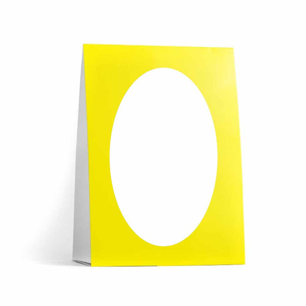 Yellow Table Tent Card with Oval White Label