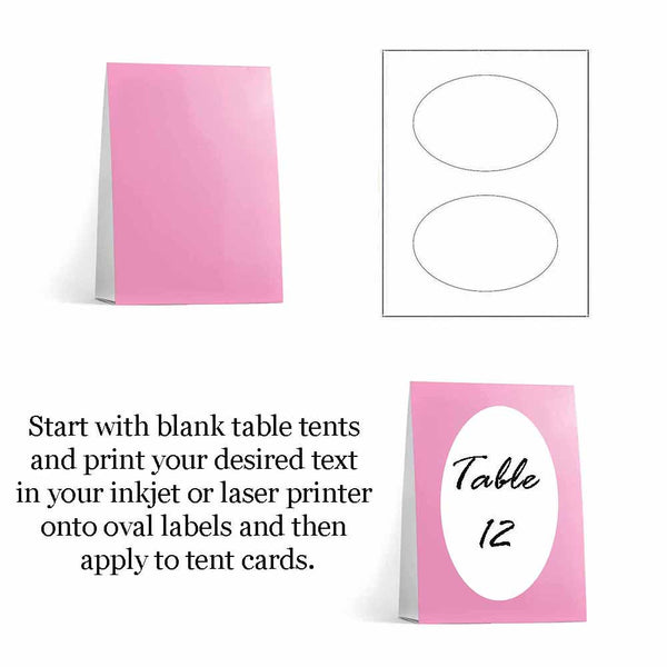 Pink Table Tent Cards and Label Instructions