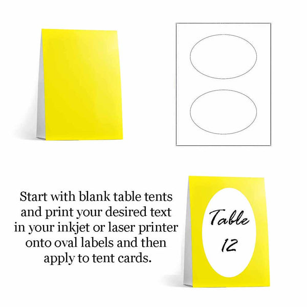 Yellow Table Tent Cards with Label Instructions